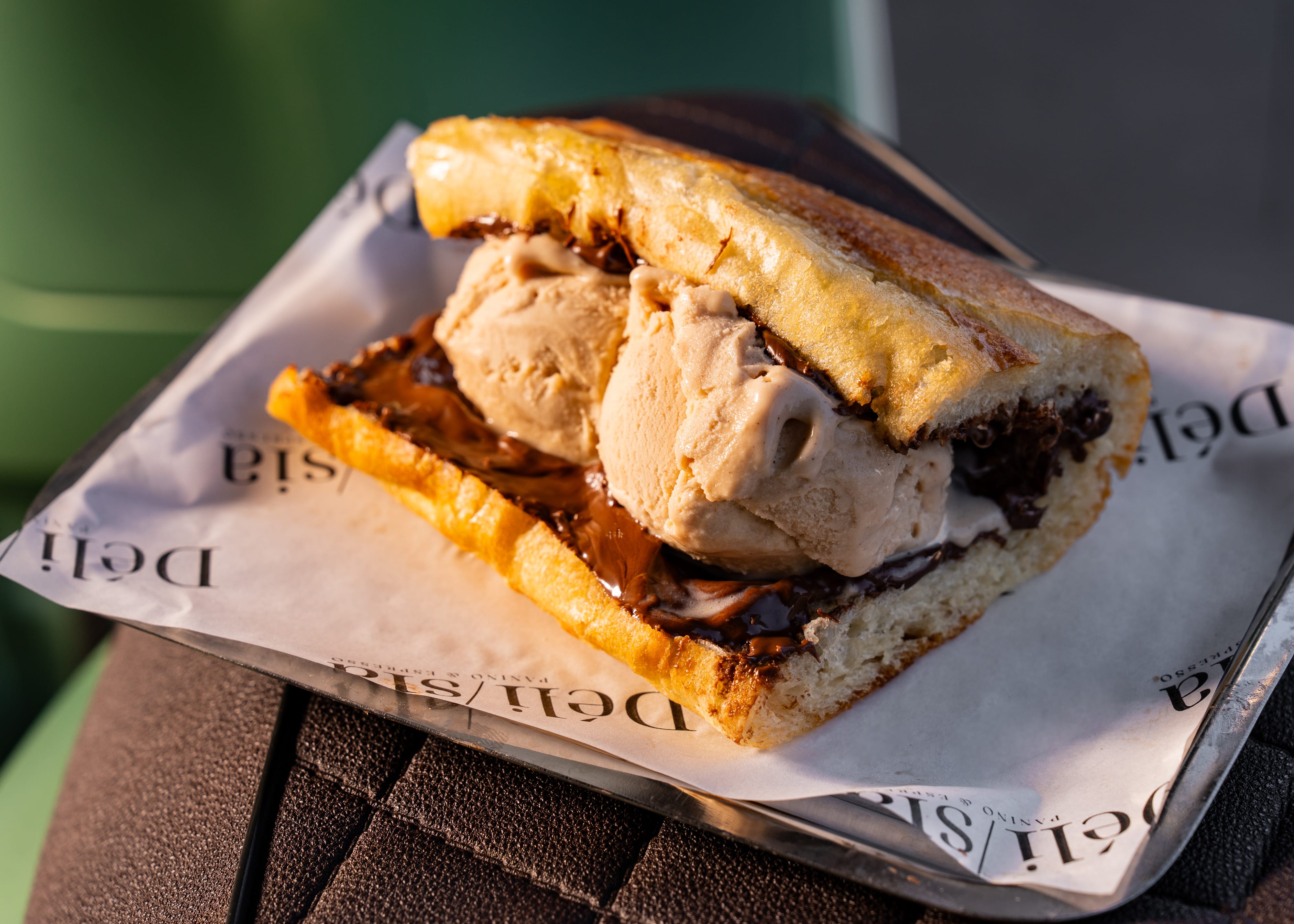 Dessert Focaccia with gelato — Délisia Zetland summer special